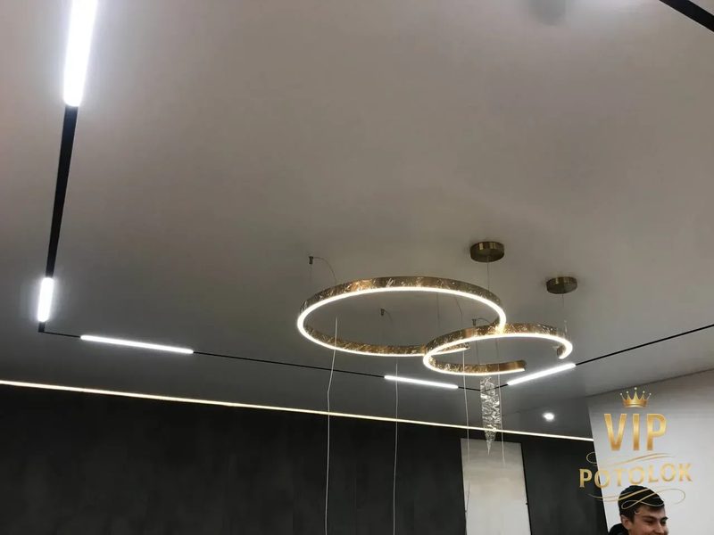 Кільцева люстра, магнітний трек і світловий контур в одному проєкті стелі